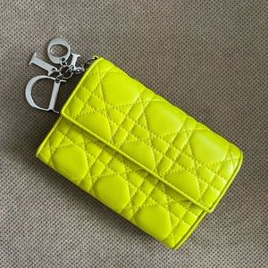 Dior lambskin cannage lady Dior compact wallet